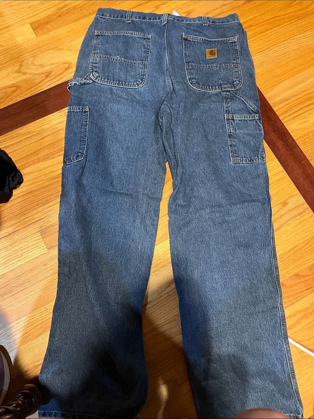 Carhartt Men's Dark Blue Relaxed Fit Carpenter Jeans
